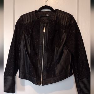 Black faux leather and lace jacket